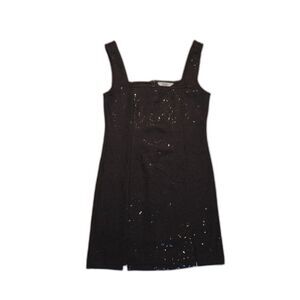 BB Dakota Steve Madden Sequin Dress 4 Black Textured Mesh Mini Slit Cocktail